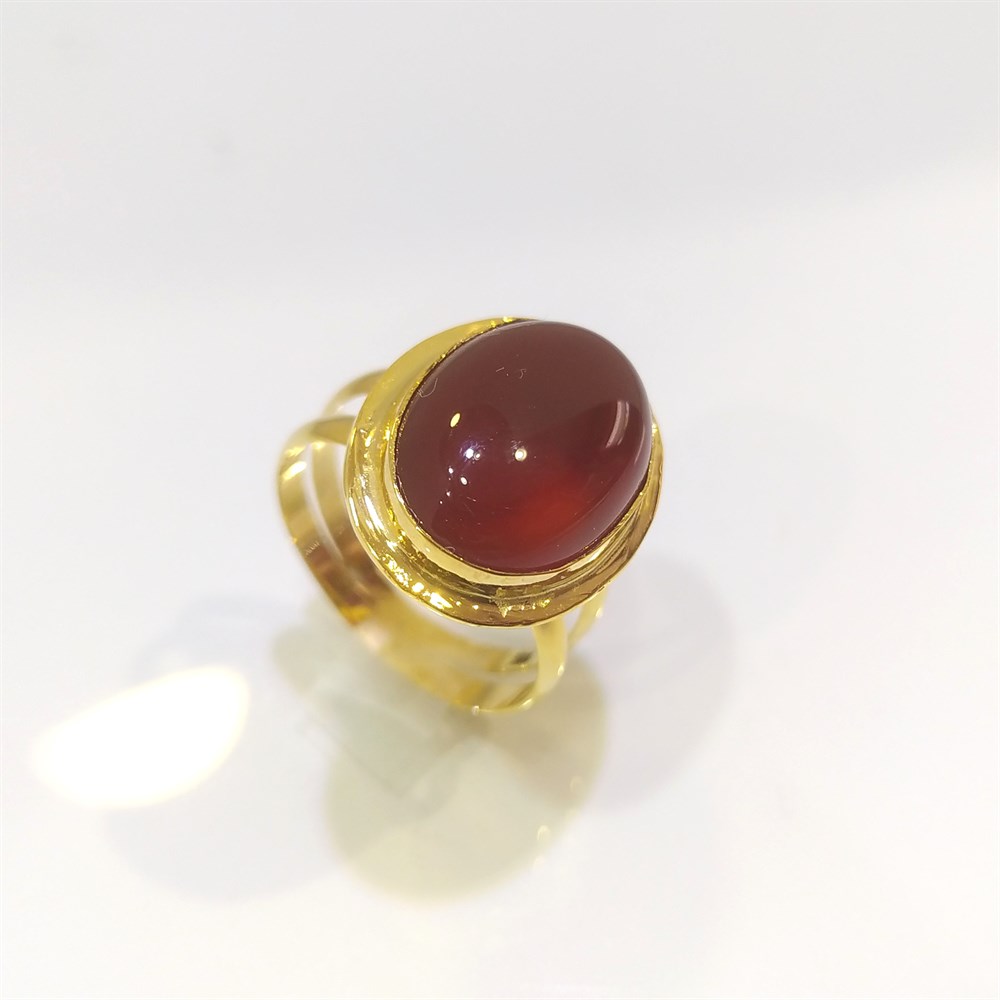 Akik TAşlı Yüzük 14 Ayar Altın