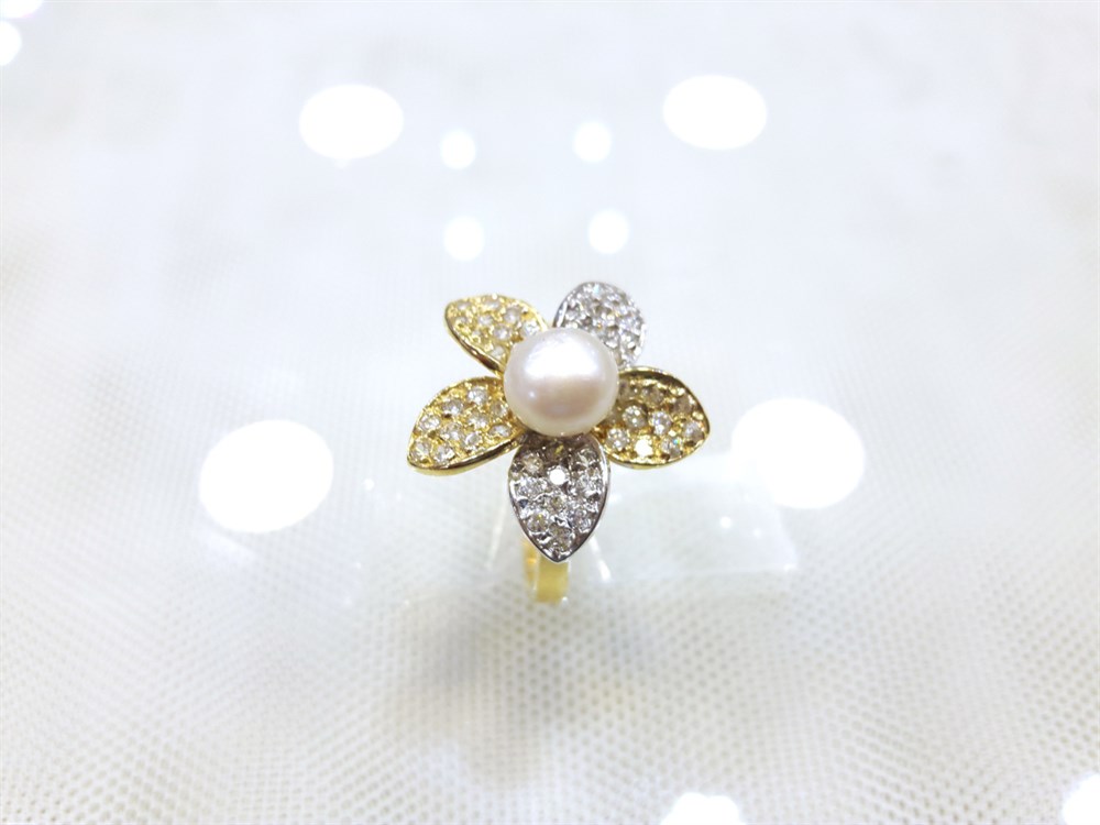 Ayçiçeği İnci Yüzük 14 Ayar Altın