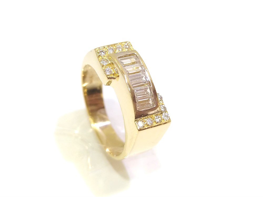 Baget Taşlı Su Yolu Yüzük 14 Ayar Altın