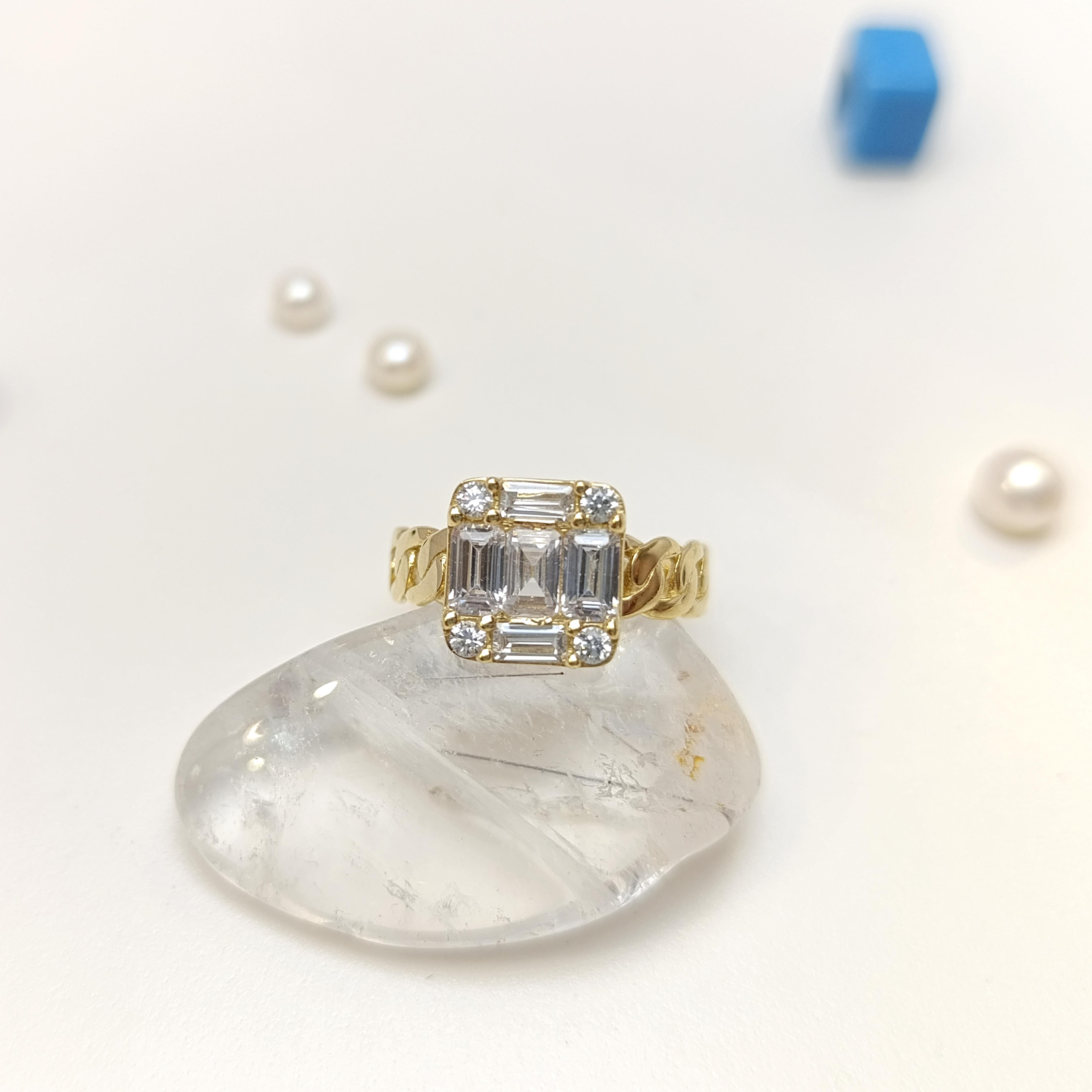 Baget Taşlı Yüzük 14 Ayar Altın HD VİDEOLU