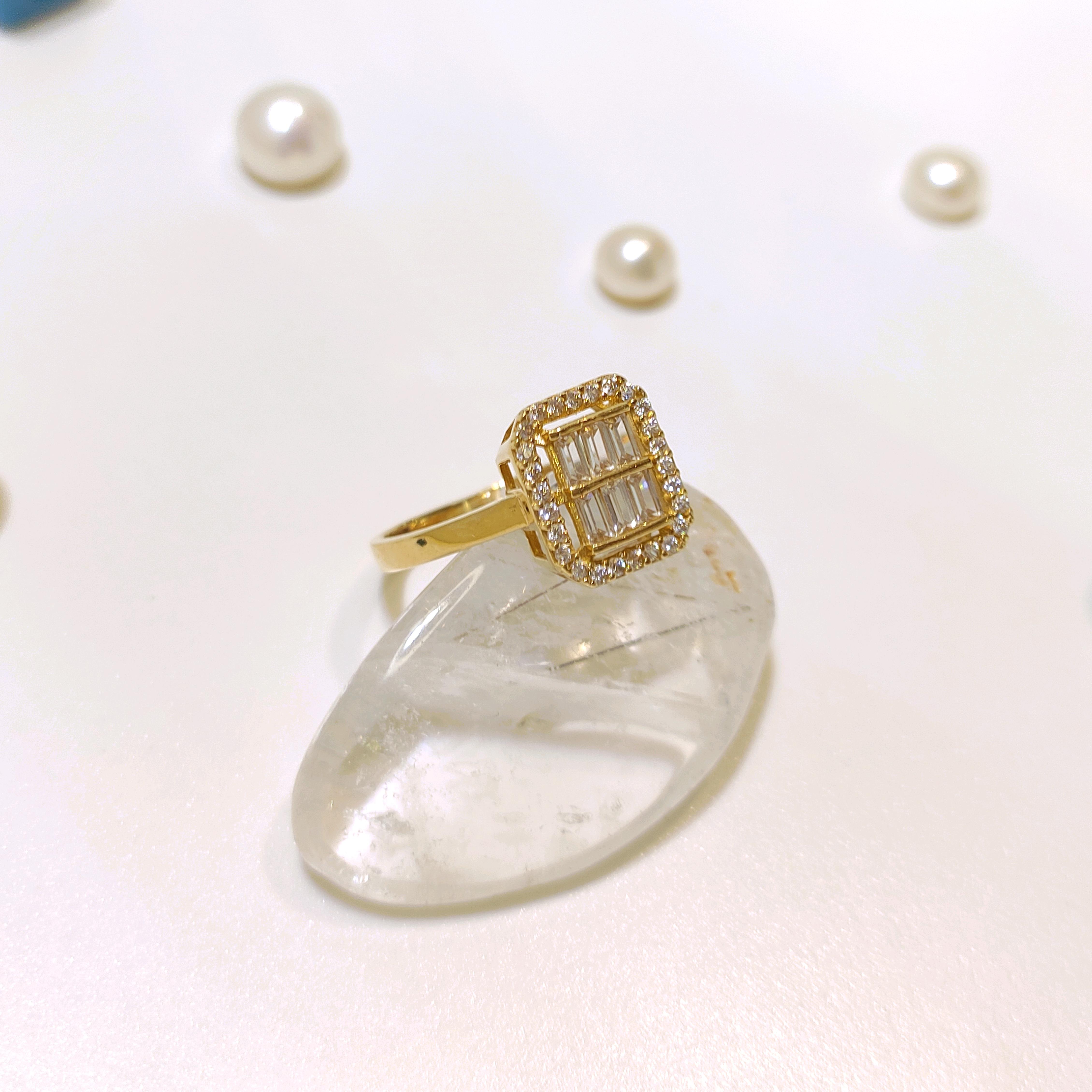 Baget Taşlı Yüzük 14 Ayar Altın HD VİDEOLU