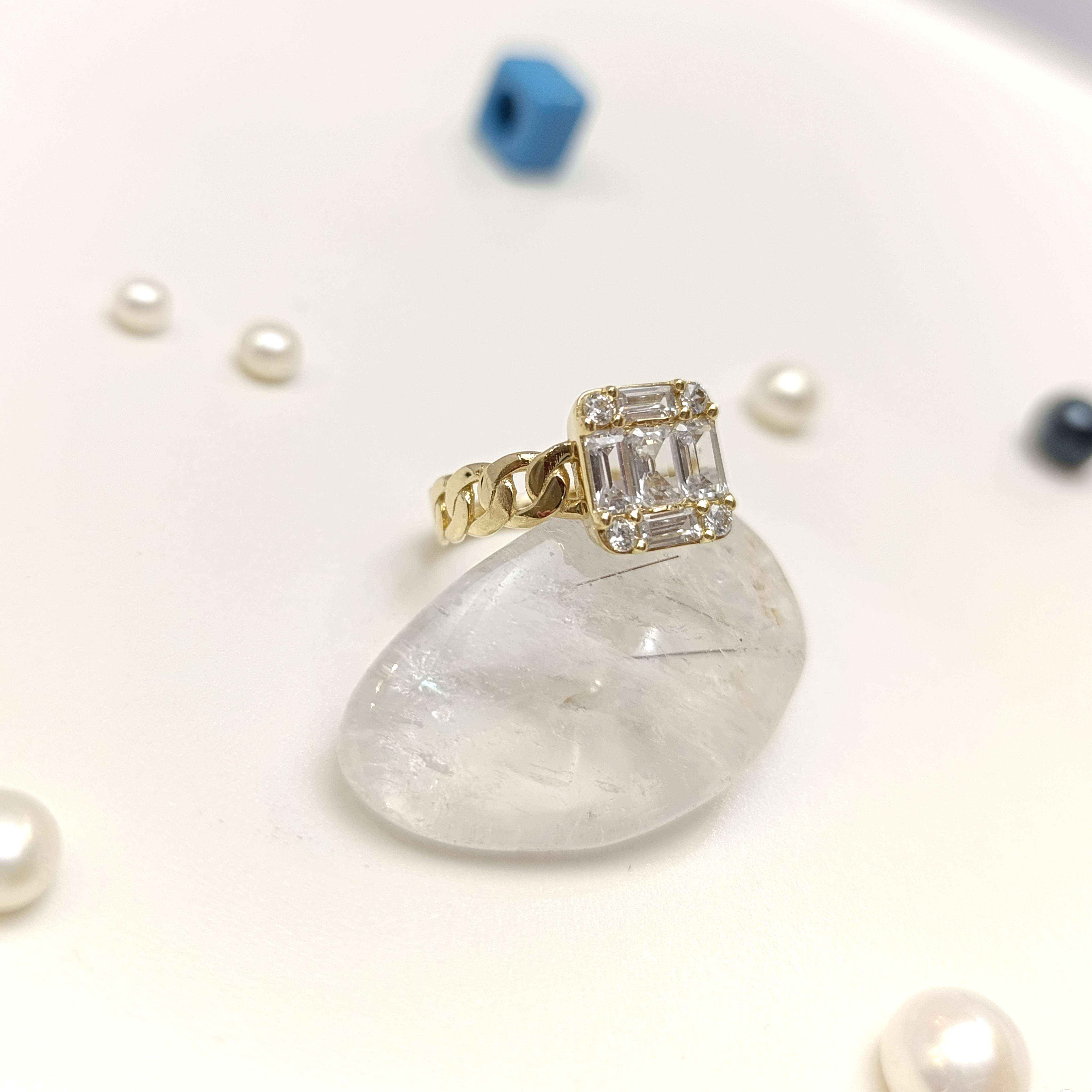 Baget Taşlı Yüzük 14 Ayar Altın HD VİDEOLU