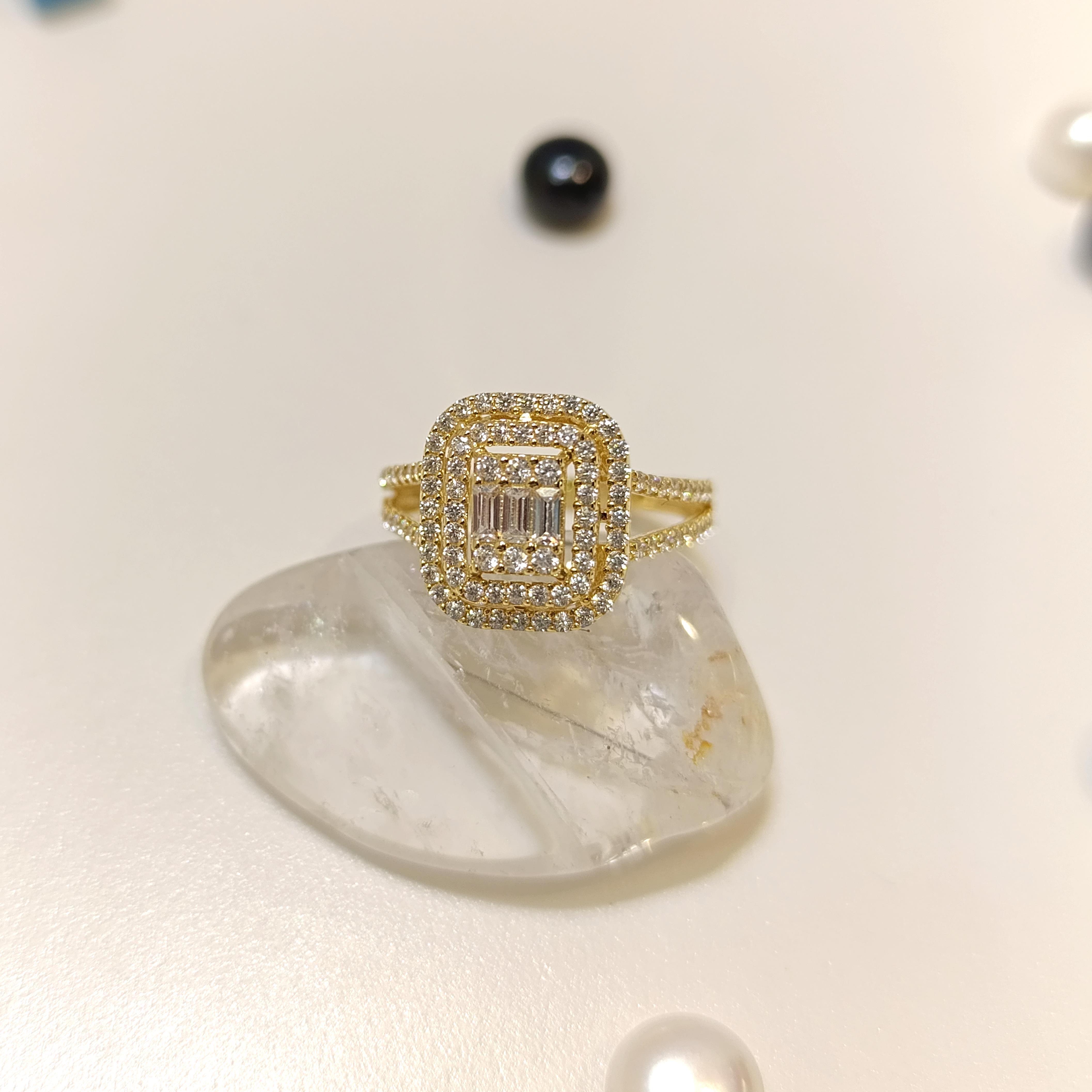 Baget Taşlı Yüzük 14 Ayar Altın HD VİDEOLU