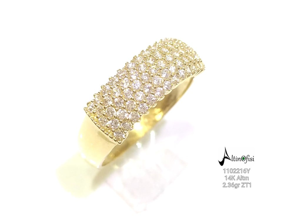 Beş Sıralı Su Yolu Yüzük 14 Ayar Altın