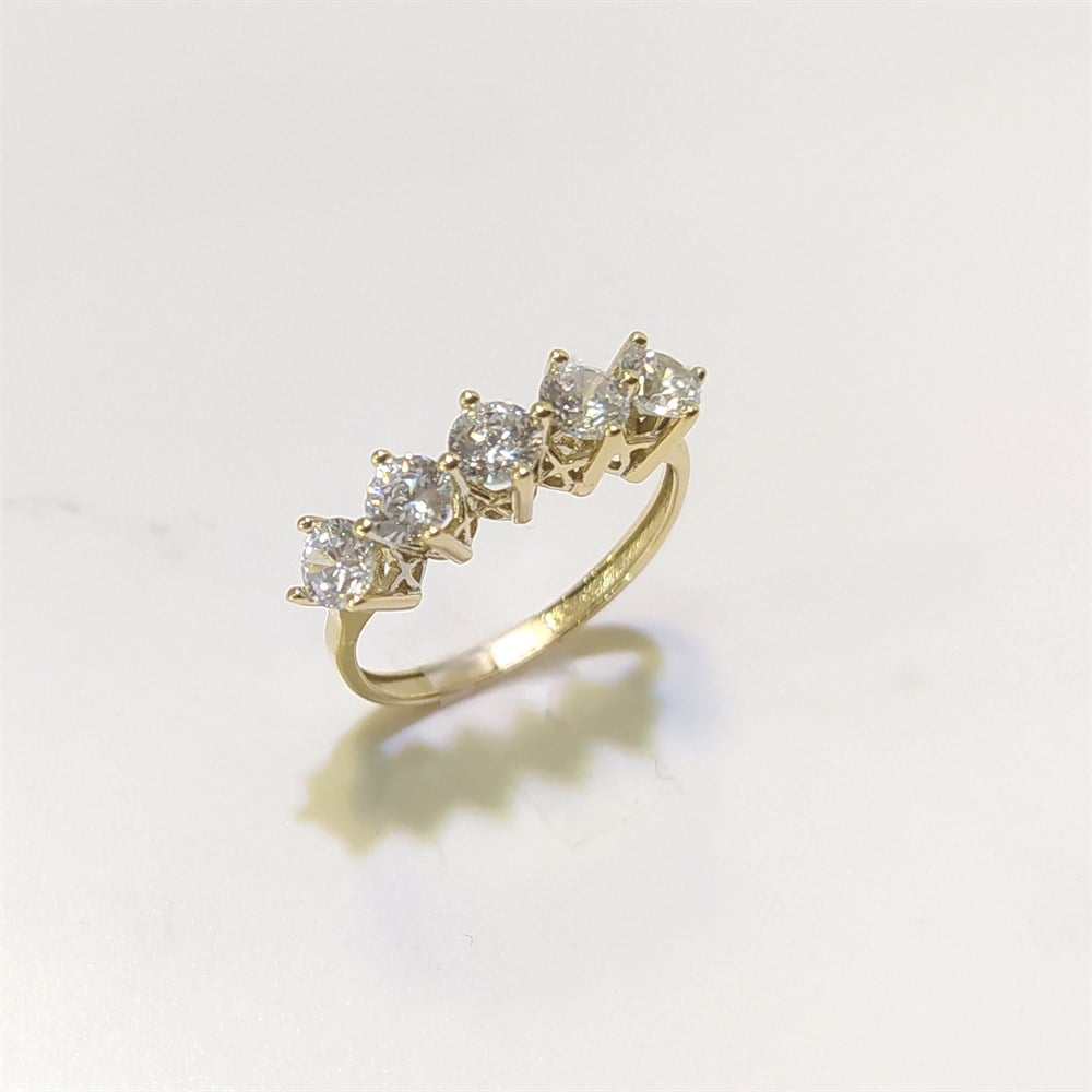 Beş TAş Yüzük 14 Ayar Altın