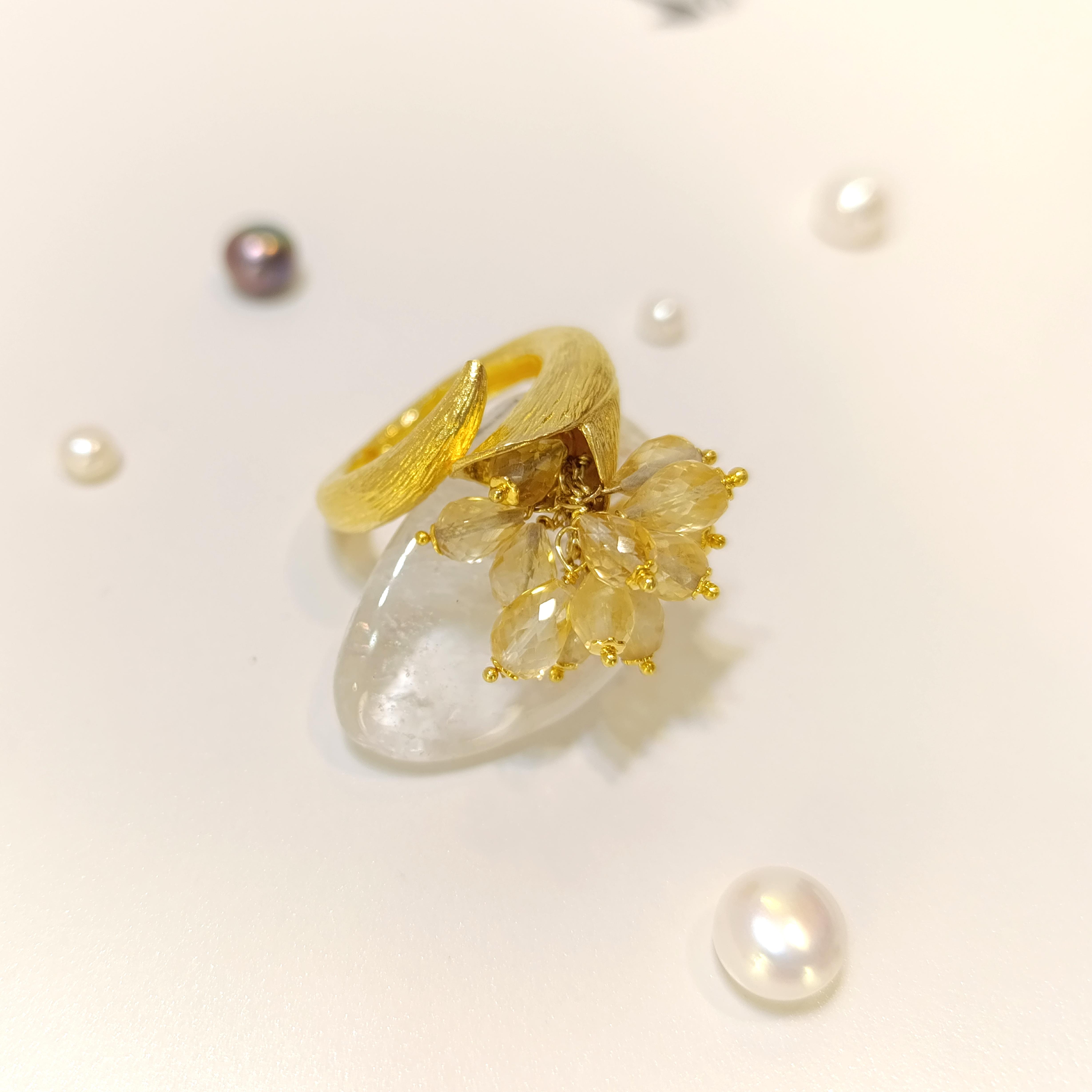 Borazan Çiçeği Püskül Taşlı Yüzük 14 Ayar Altın HD VİDEOLU