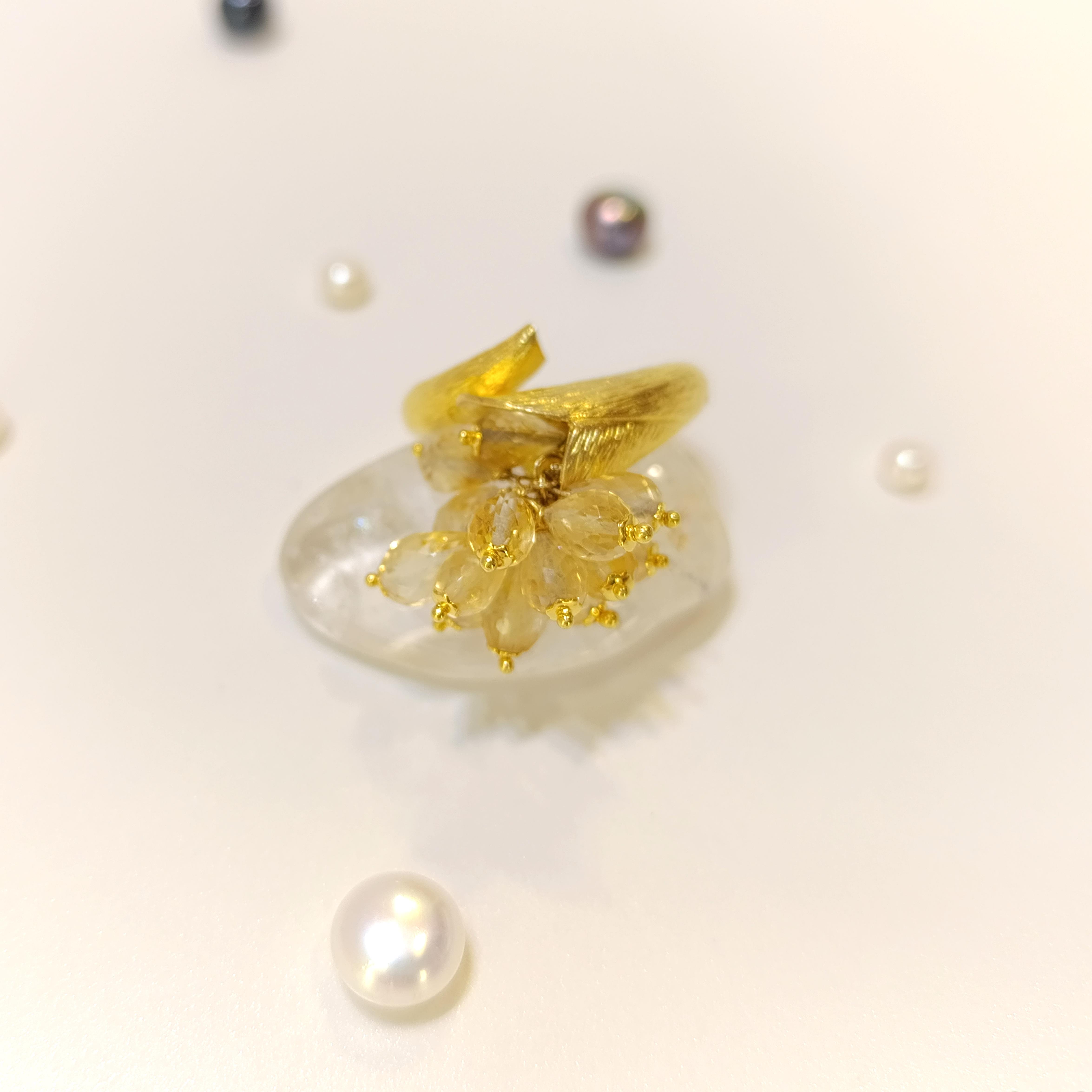 Borazan Çiçeği Püskül Taşlı Yüzük 14 Ayar Altın HD VİDEOLU