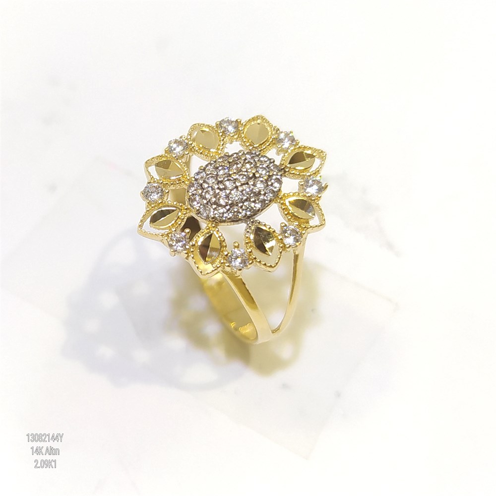 Çİçek Tasarım Yüzük 14 Ayar Altın