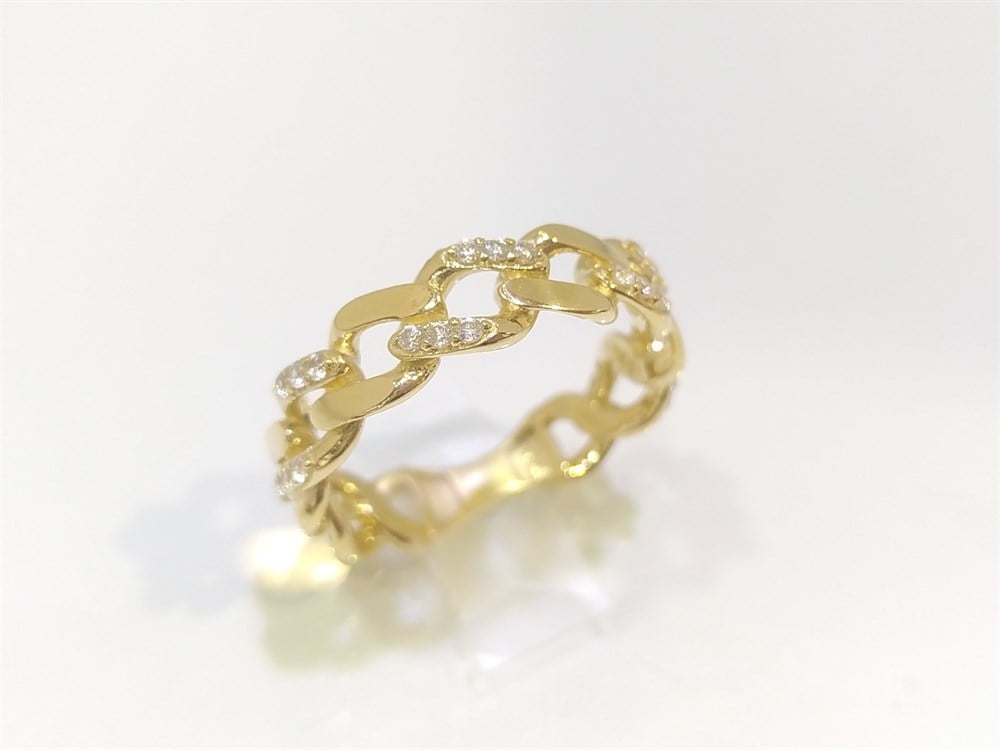 Curb Gurmet Zincir Yüzük 14 Ayar Altın