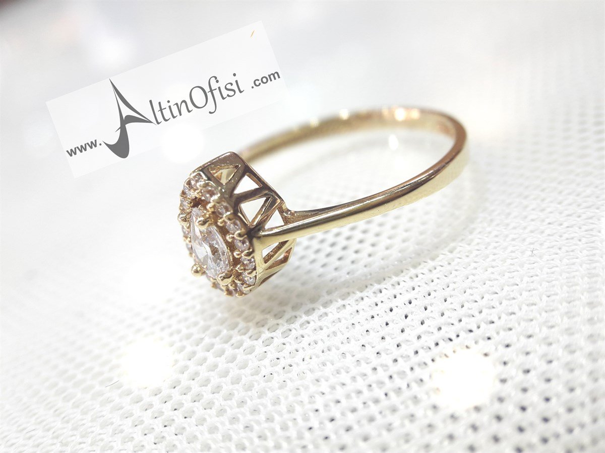 Damla Tektaş Yüzük Sarı 14 Ayar Altın