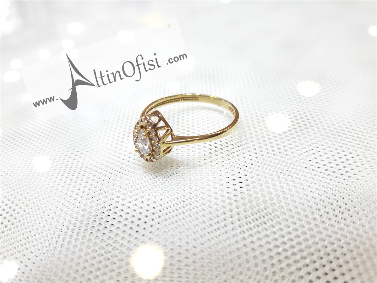 Damla Tektaş Yüzük Sarı 14 Ayar Altın