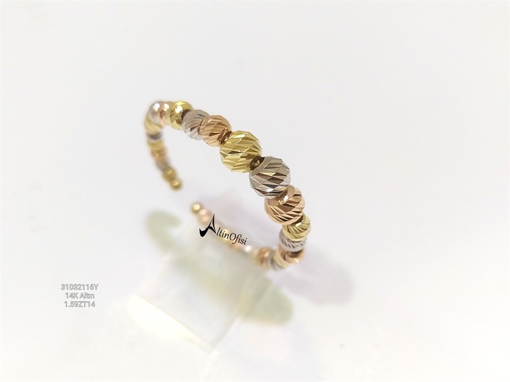 Dorika Toplu Yüzük 14 Ayar Üç Renkli Altın