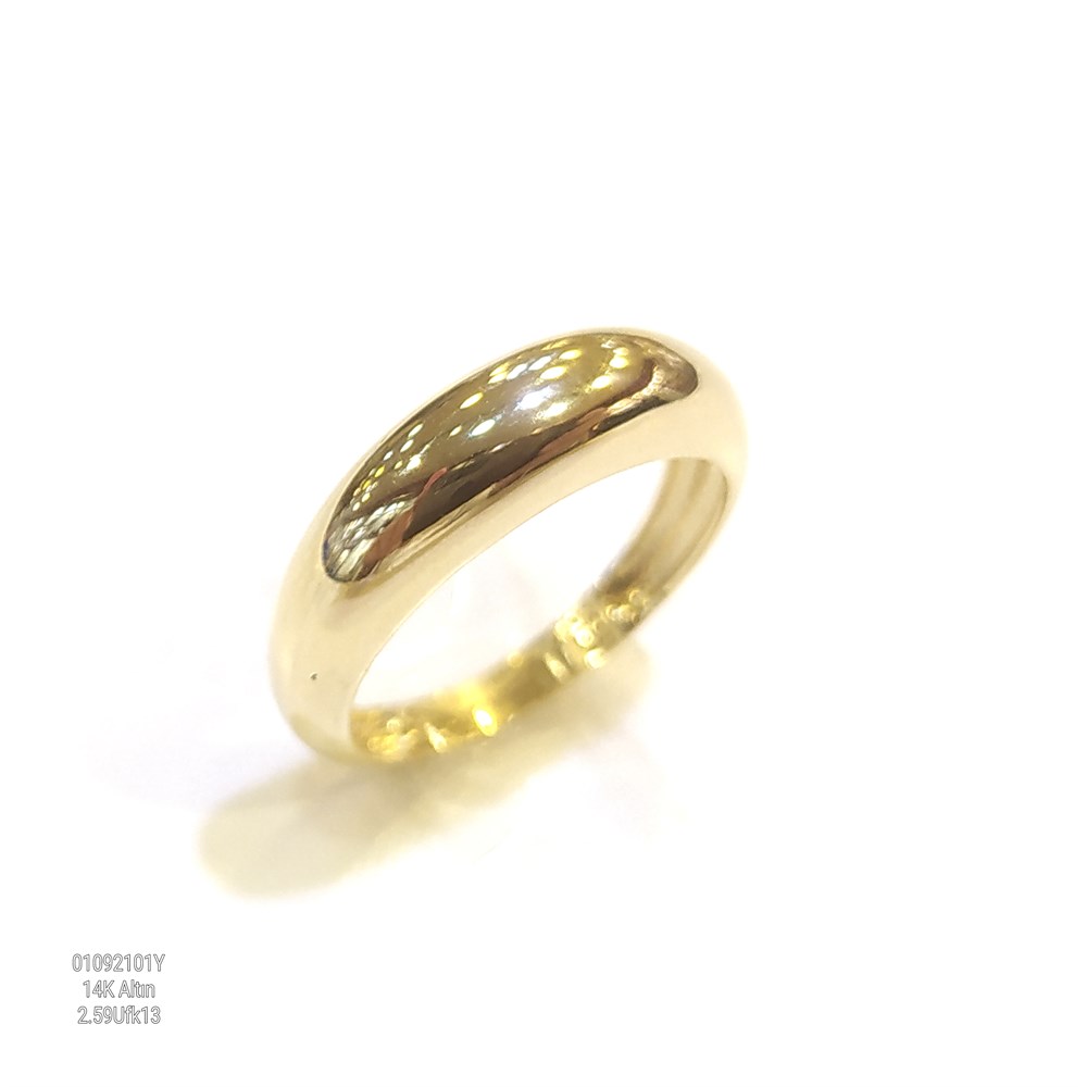Düz Taşsız Fütüristik Tasarım Yüzük 14 Ayar Altın