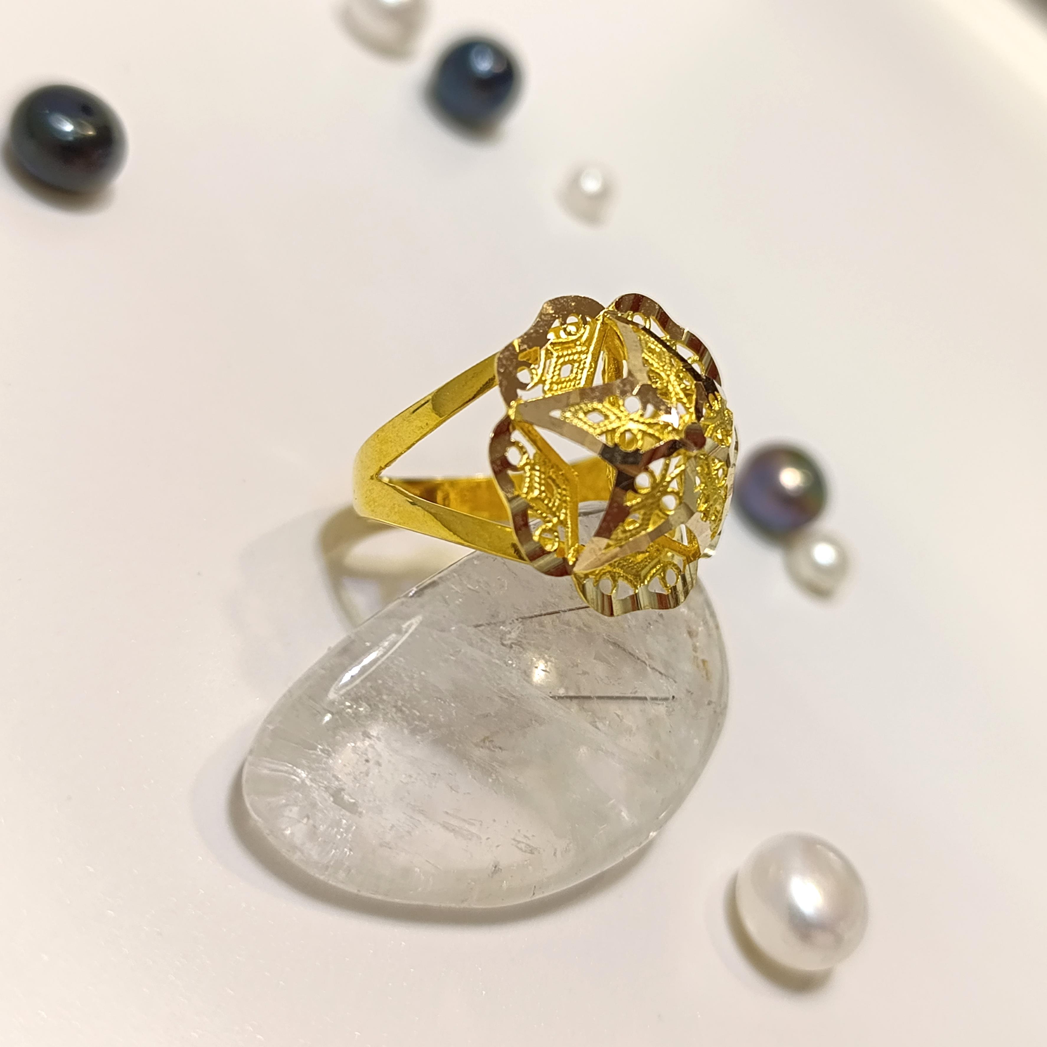 Extra Büyük Telkare Gül Yüzük 14 Ayar Altın HD VİDEOLU