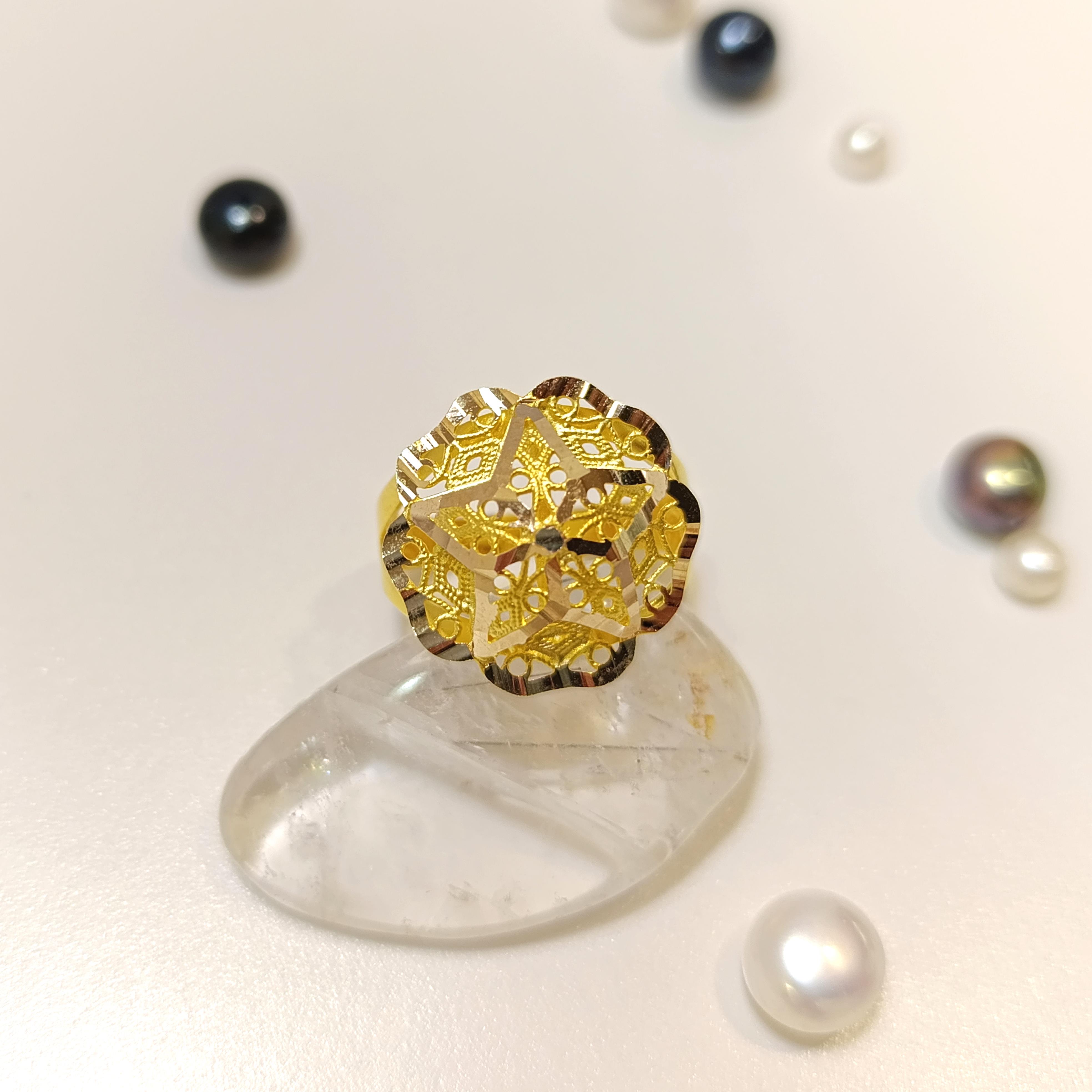 Extra Büyük Telkare Gül Yüzük 14 Ayar Altın HD VİDEOLU