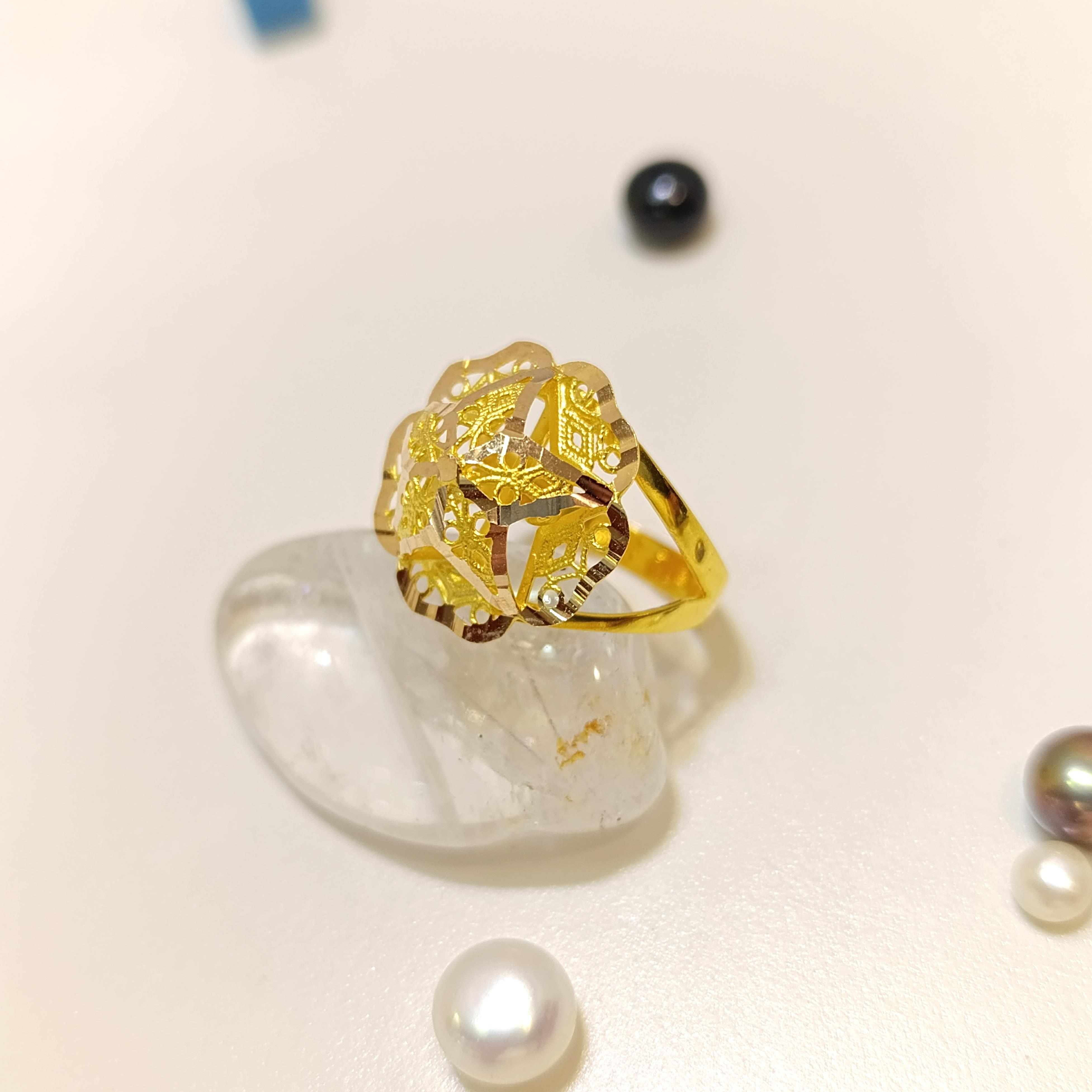 Extra Büyük Telkare Gül Yüzük 14 Ayar Altın HD VİDEOLU