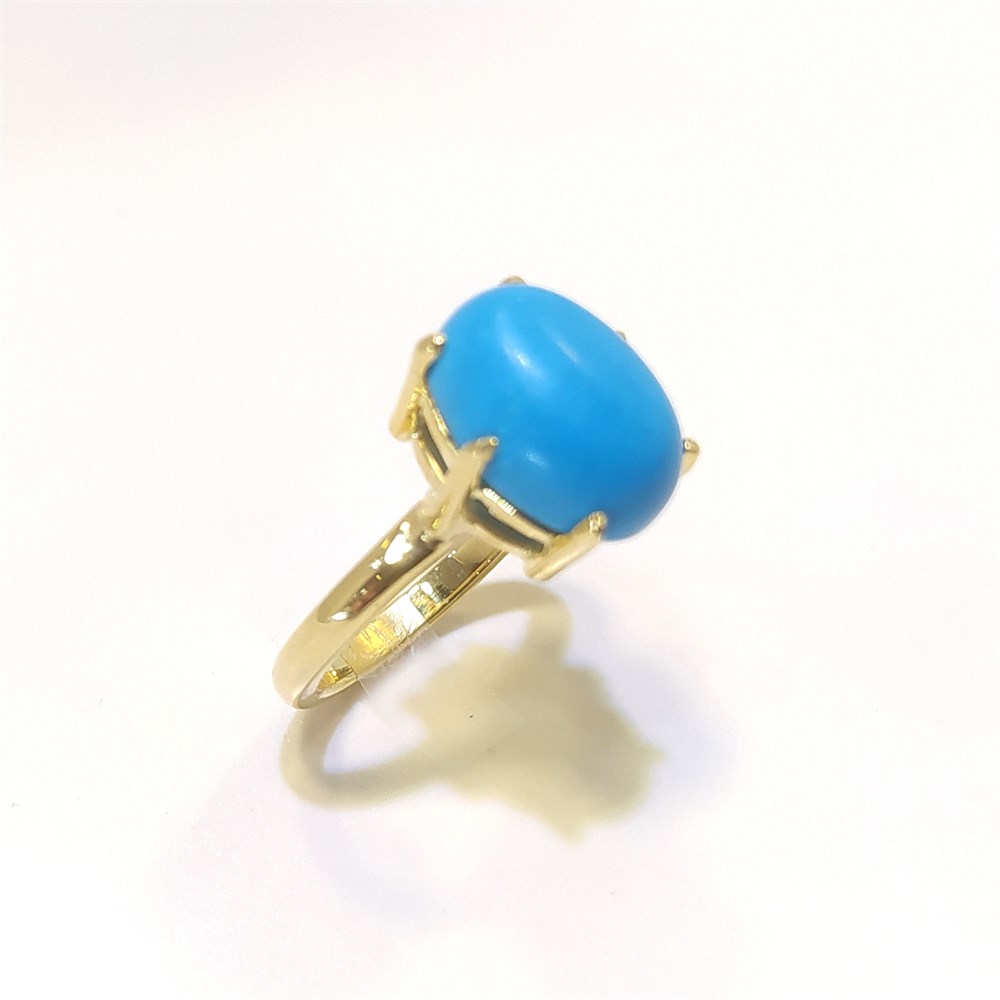 Firuze Turkuaz Tek TAş Yüzük 14 Ayar Altın