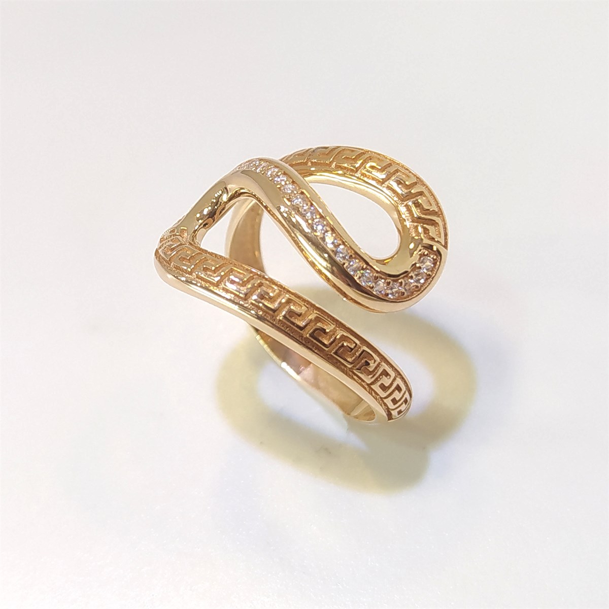 Grek Desenli Yılan Yüzük 14 Ayar Altın