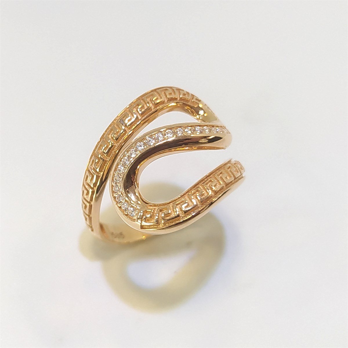 Grek Desenli Yılan Yüzük 14 Ayar Altın