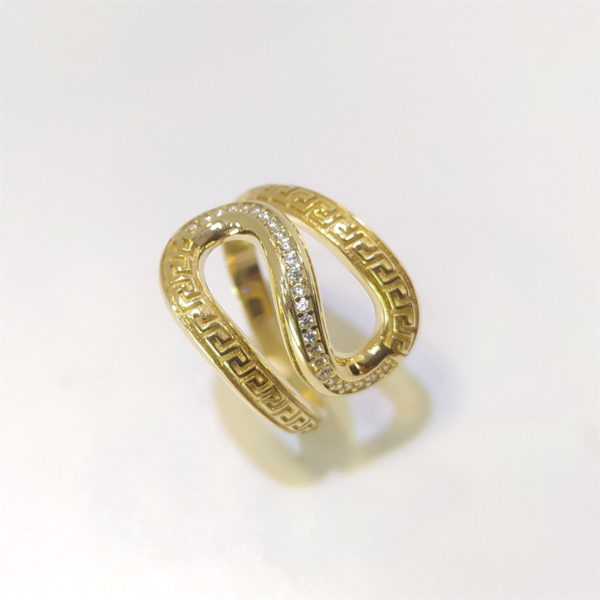 Grek Desenli Yılan Yüzük 14 Ayar Altın