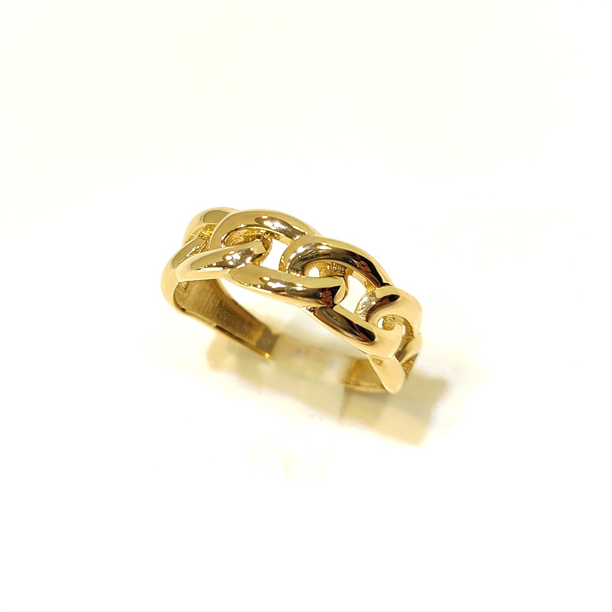 Gurmet Zincir Taşsız Yüzük 14 Ayar Altın