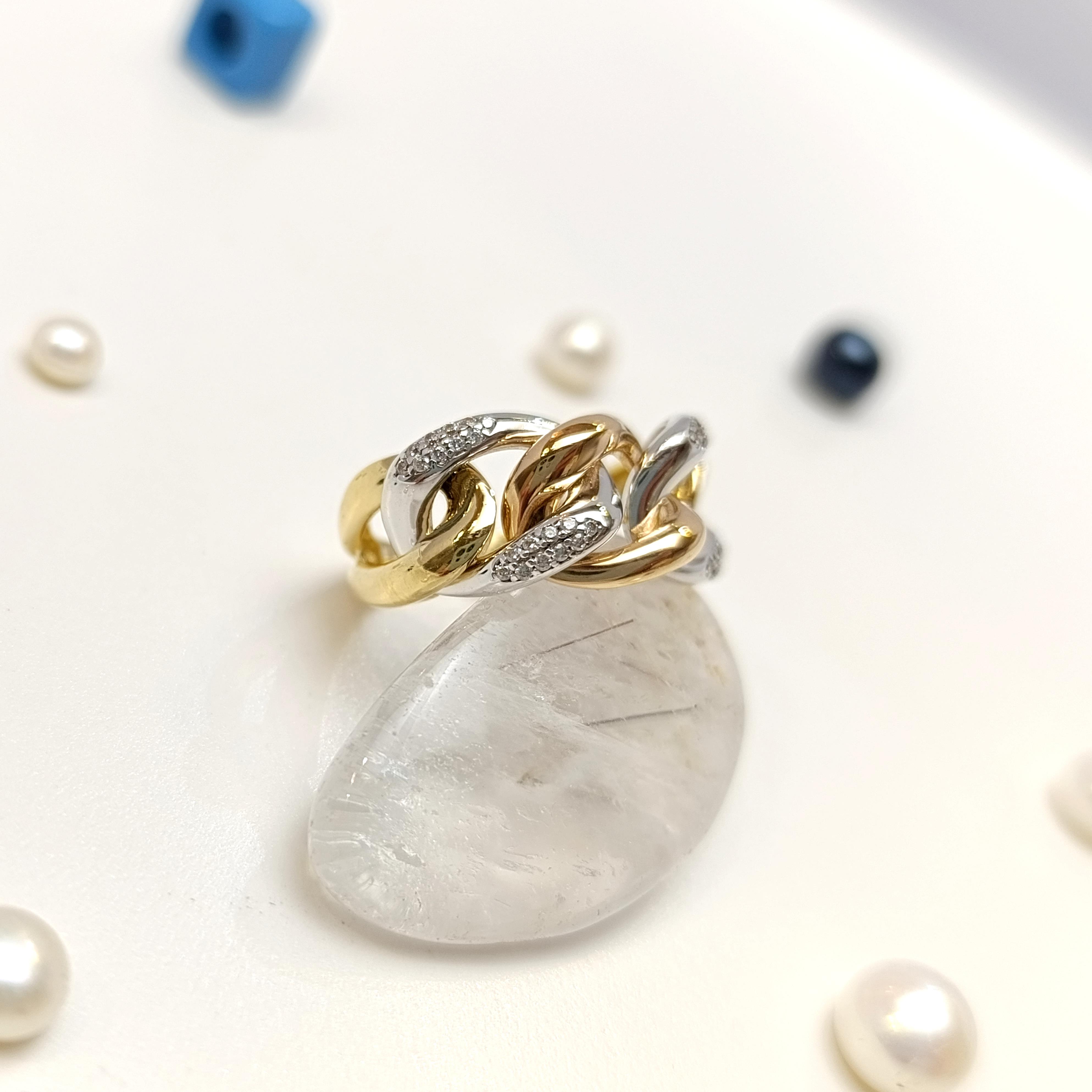 Gurmet Zncir Taşlı Yüzük 14 Ayar Altın HD VİDEOLU