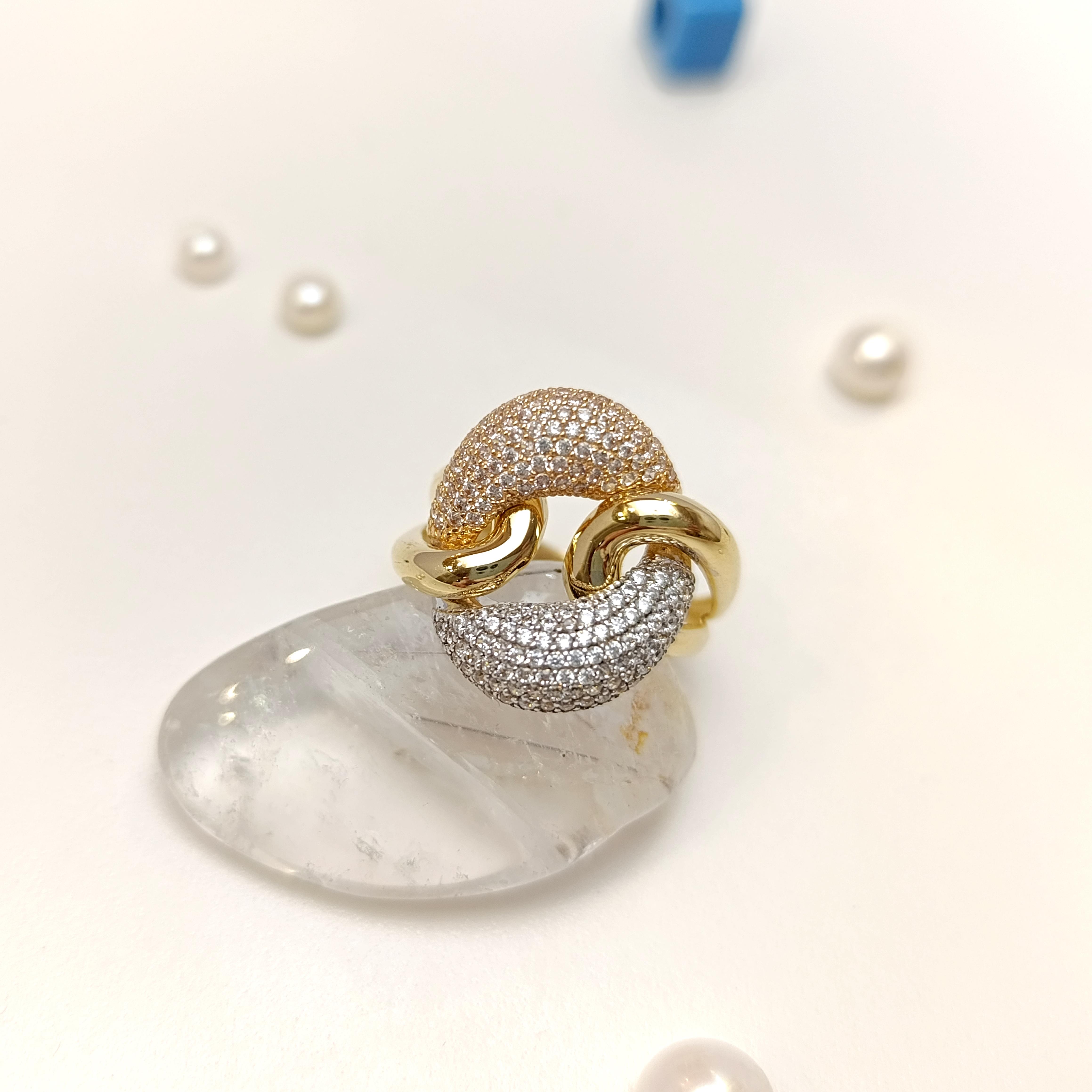 Gurmet Zncir Taşlı Yüzük 14 Ayar Altın HD VİDEOLU