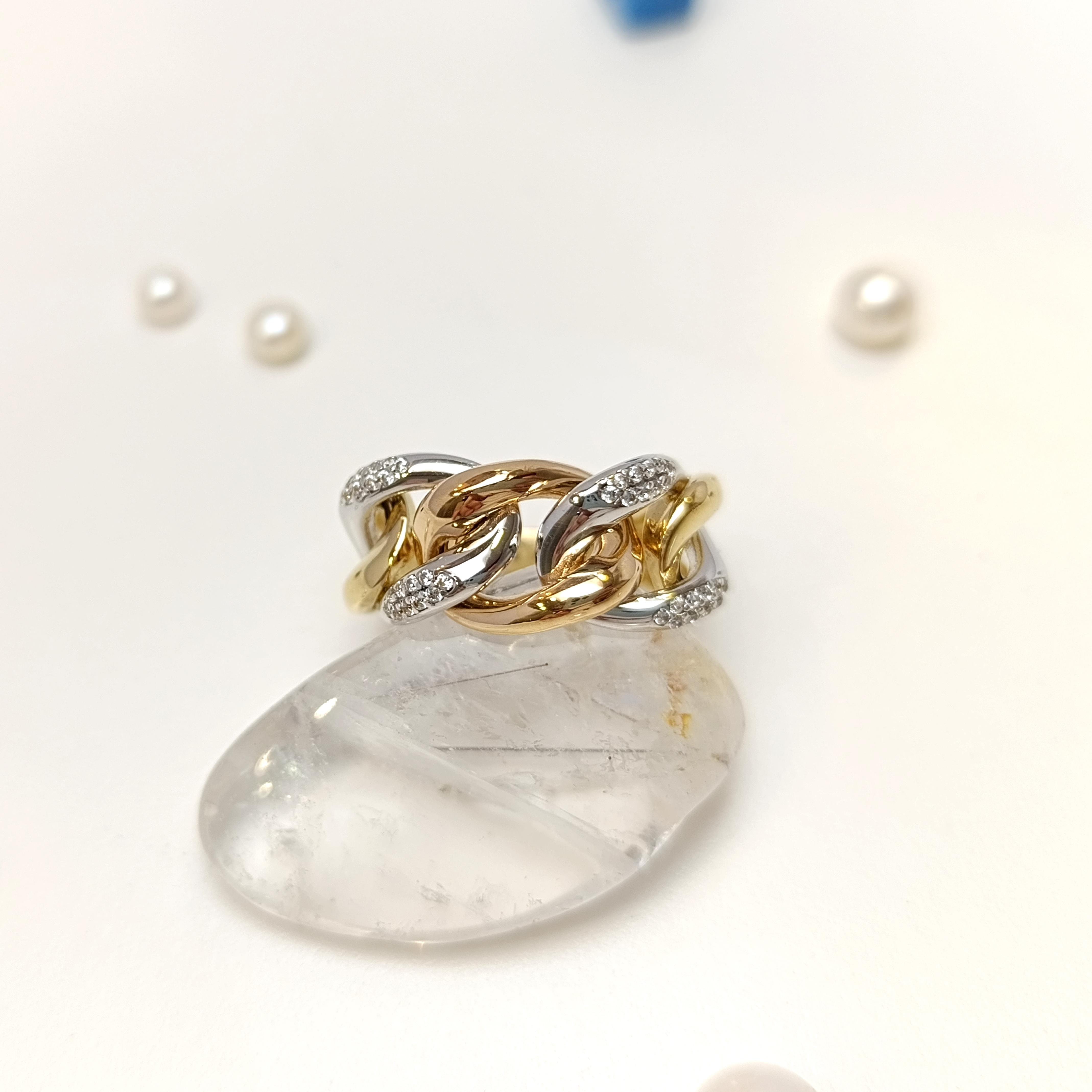 Gurmet Zncir Taşlı Yüzük 14 Ayar Altın HD VİDEOLU