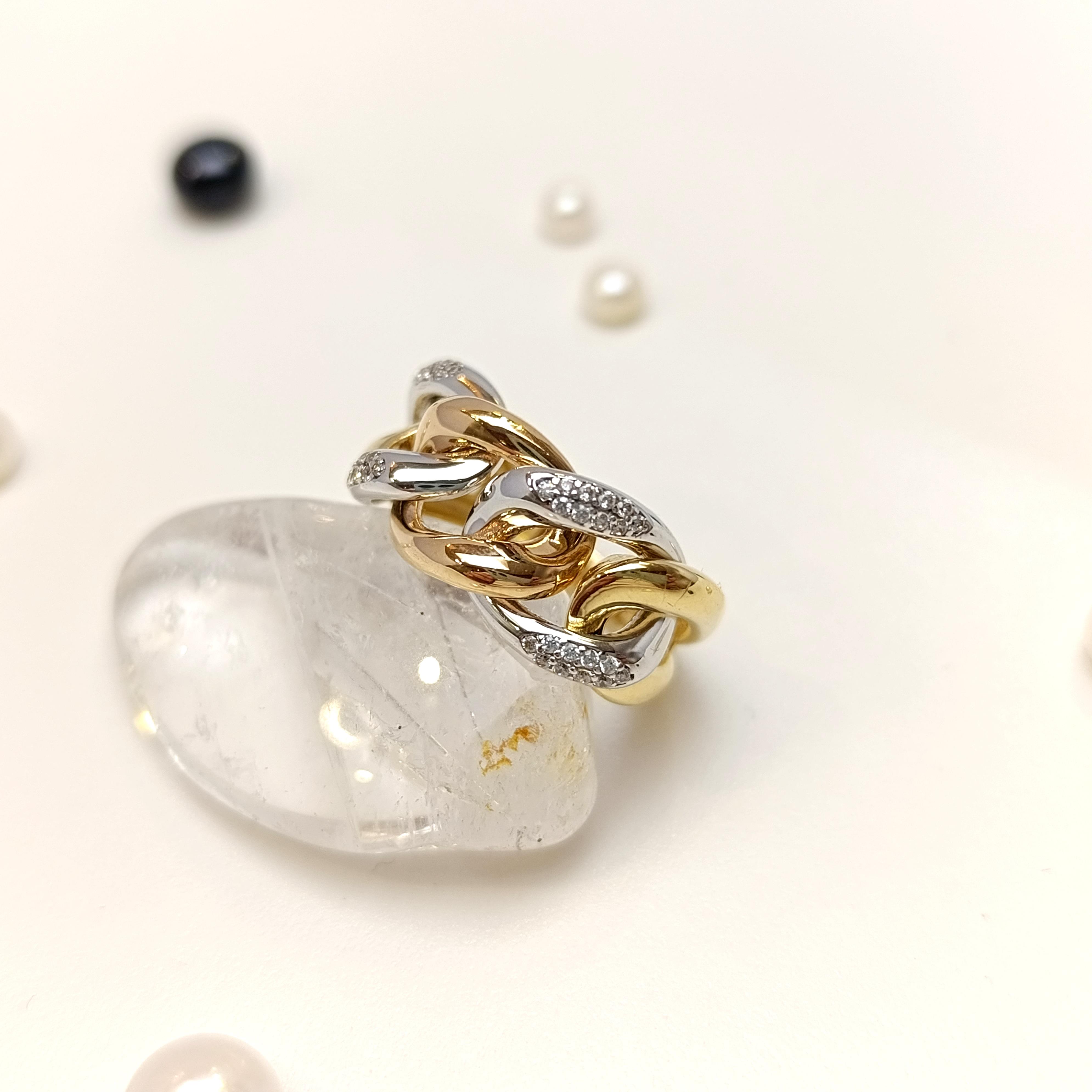 Gurmet Zncir Taşlı Yüzük 14 Ayar Altın HD VİDEOLU