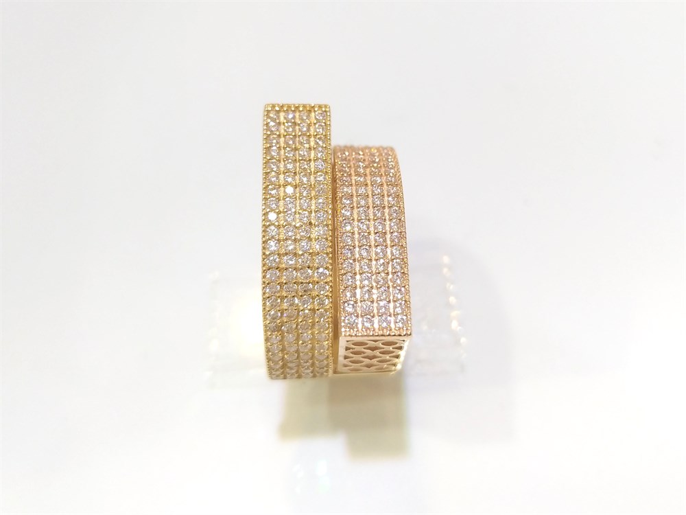 İki Sıralı Su Yolu Yüzük 14 Ayar Altın