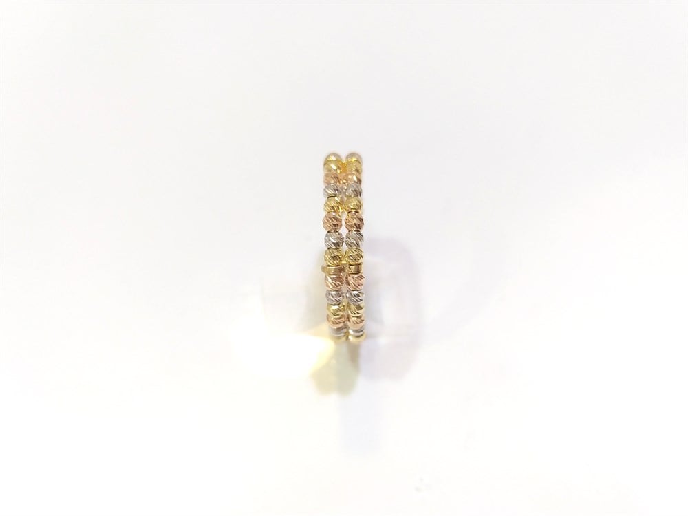 İkili Dorika Toplu Yüzük 14 Ayar Üç Renkli Altın