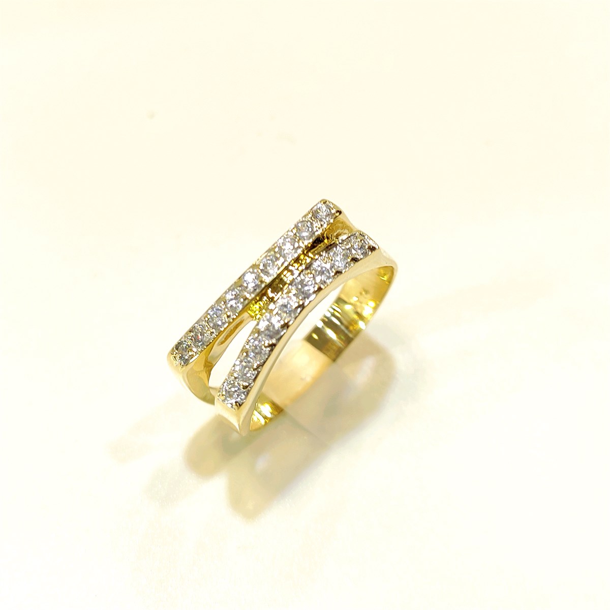 İkili Su Yolu Yüzük 14 Ayar Altın