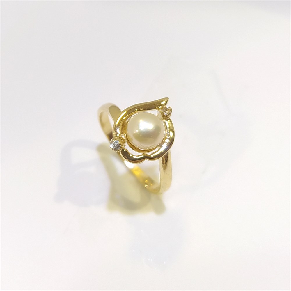 İnci Yüzük 14 Ayar Altın