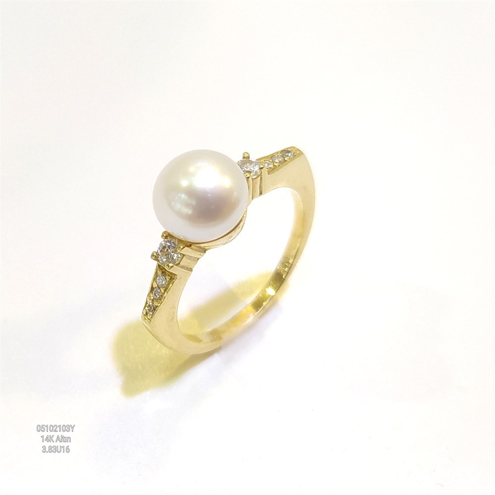 İnci Yüzük 14 Ayar Altın