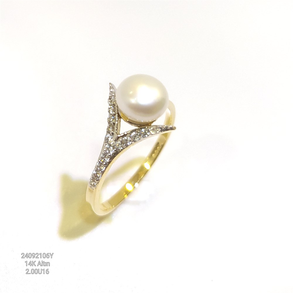 İnci Yüzük 14 Ayar Altın