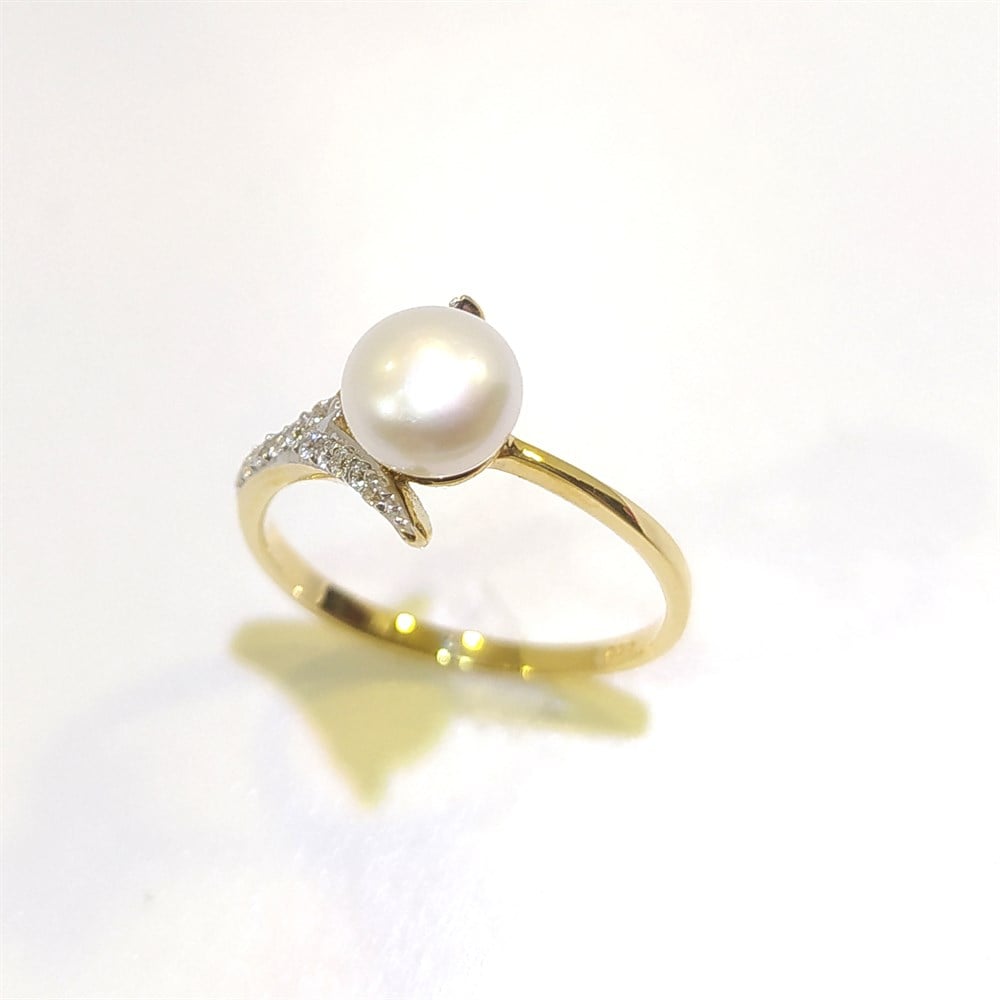 İnci Yüzük 14 Ayar Altın