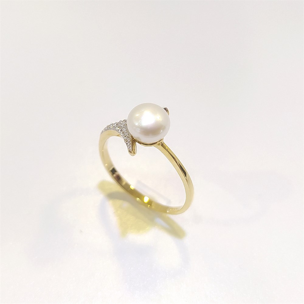 İnci Yüzük 14 Ayar Altın