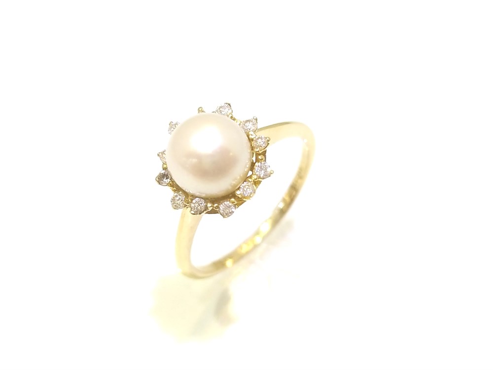 İnci Yüzük Yüzük 14 Ayar Altın