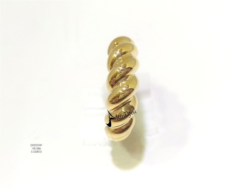 İstiridye Burgu Taşsız Yüzük 14 Ayar Altın