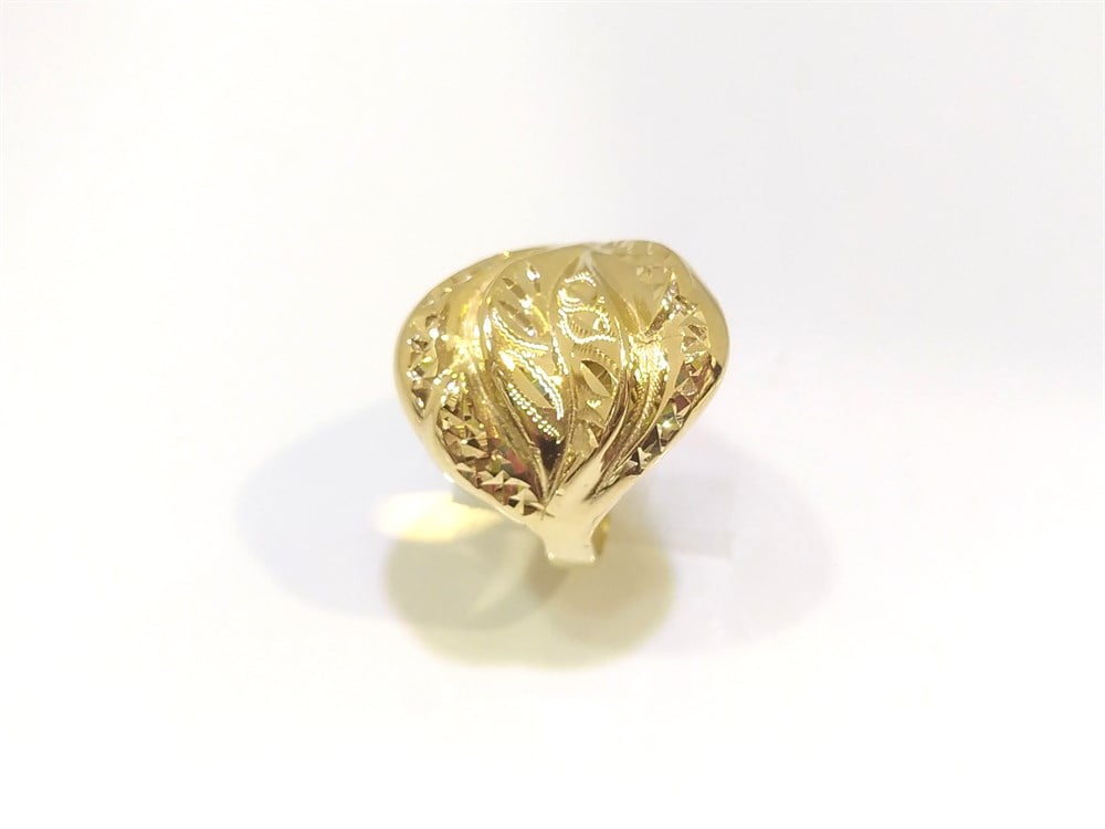 Kaleml İşlemli Taşsız Yüzük 14 Ayar Altın