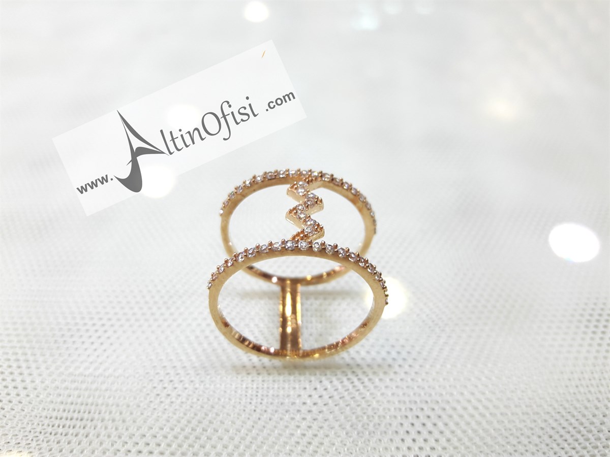 Kalp Ritmi suyolu Yüzük Roze 14 Ayar Altın