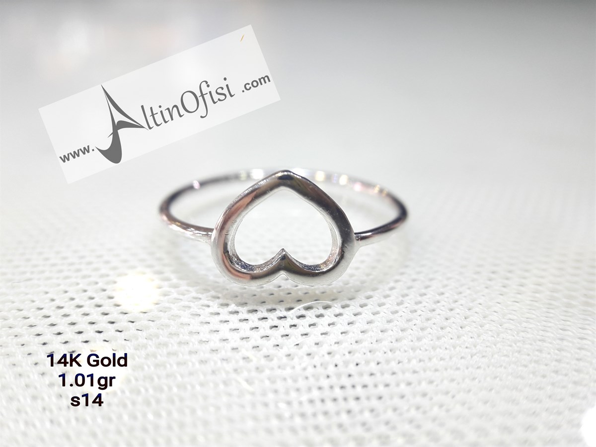 Kalpli Yüzük beyaz  14 Ayar Altın