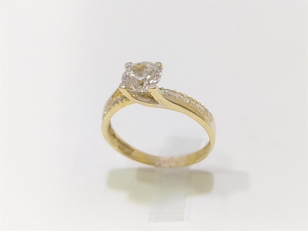 KAz Ayağı Modeli Tek TAş Yüzük 14 Ayar Altın