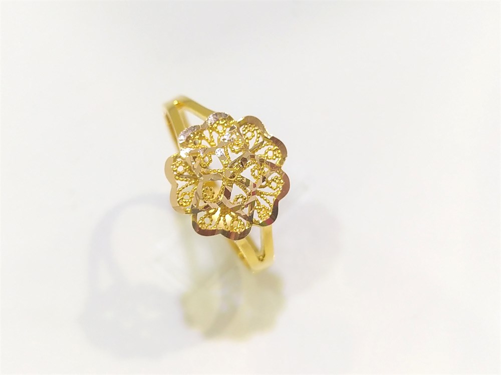 Kırmızı Taşsız Gül Yüzük 14 Ayar Altın