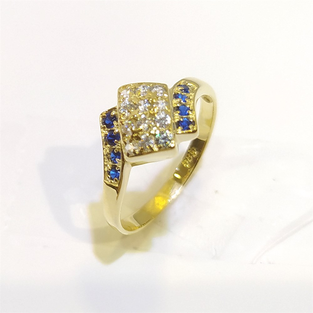 Lacivert Taşlı Yüzük 14 Ayar Altın