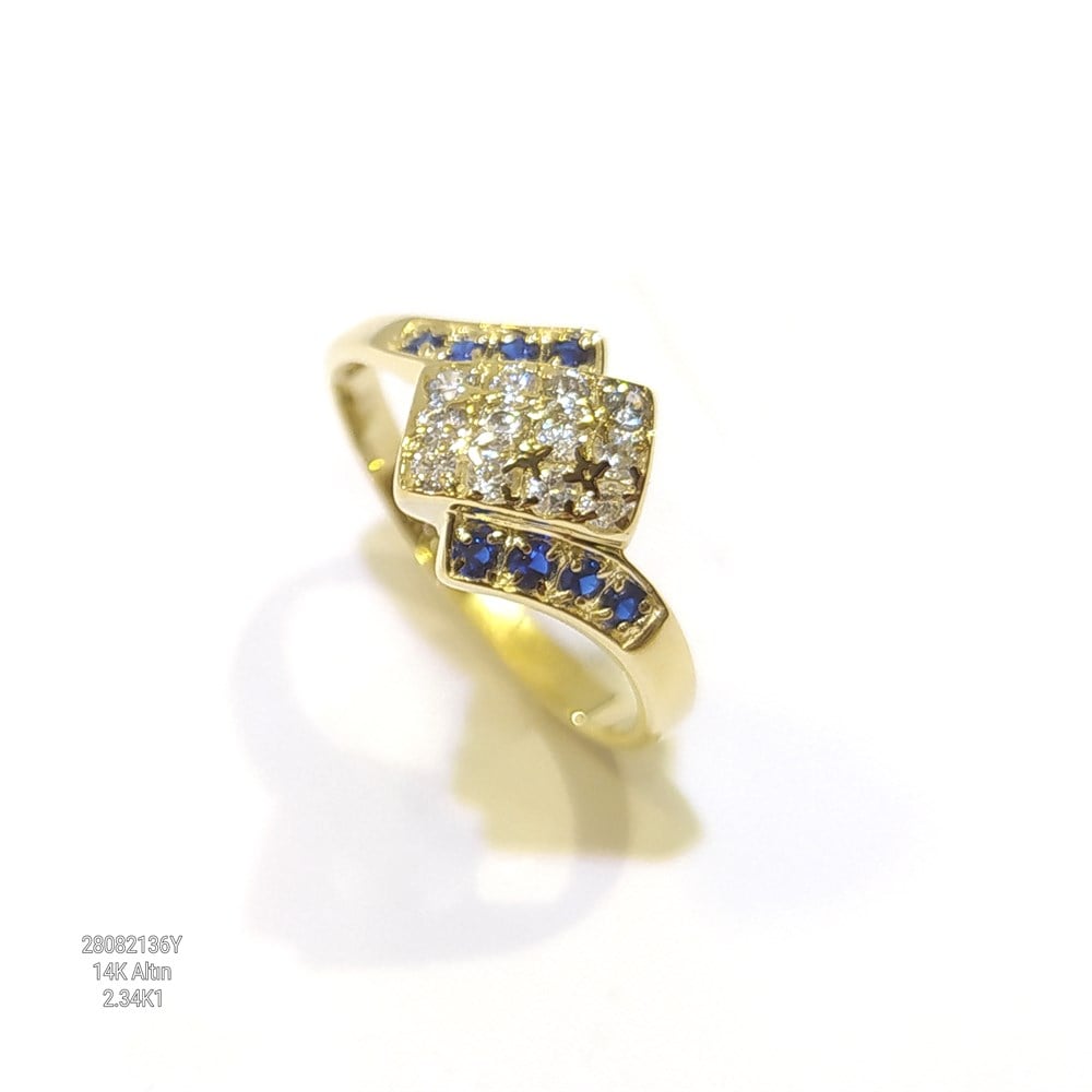 Lacivert Taşlı Yüzük 14 Ayar Altın