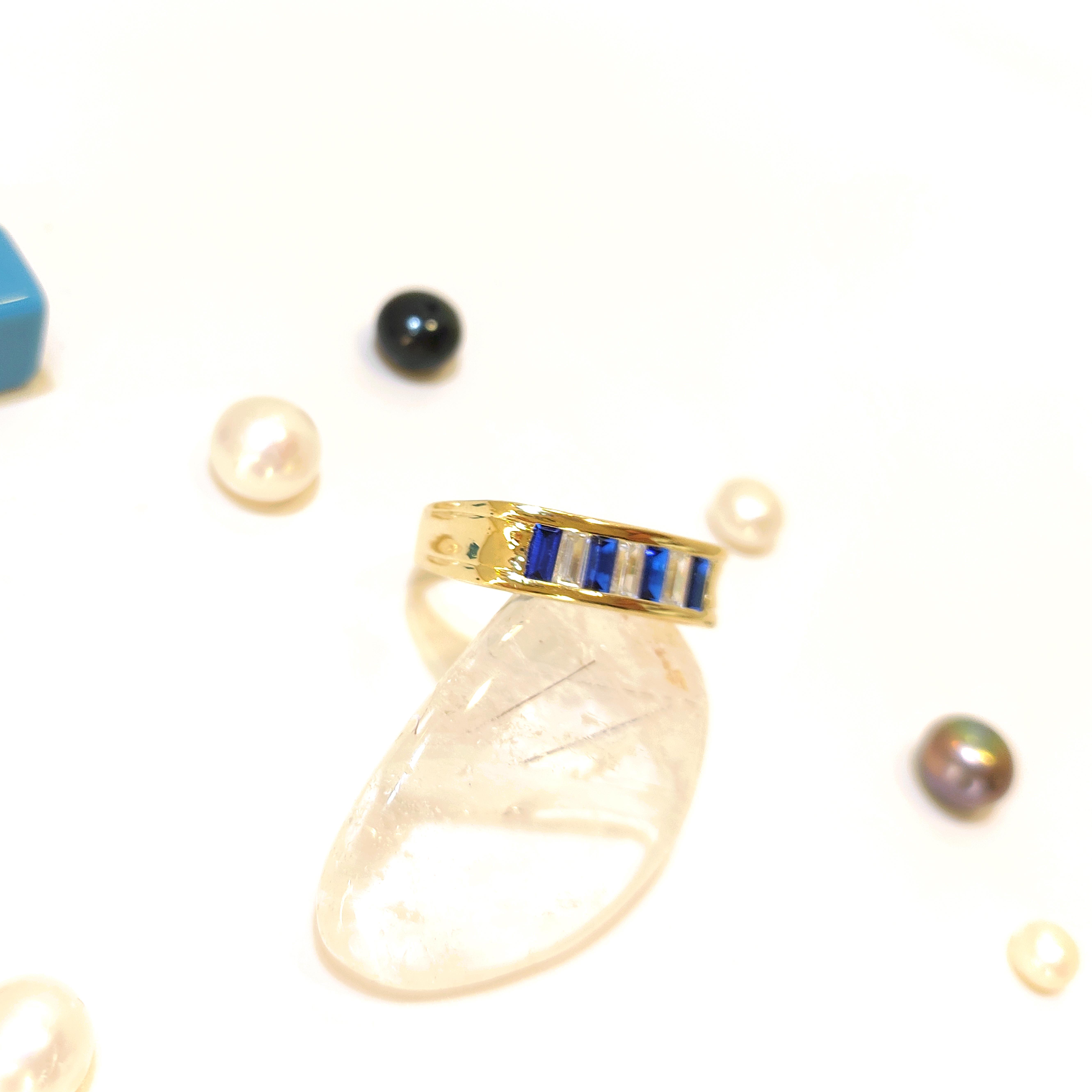 Mavi Baget Taşlı Yüzük 14 Ayar Altın HD VİDEOLU