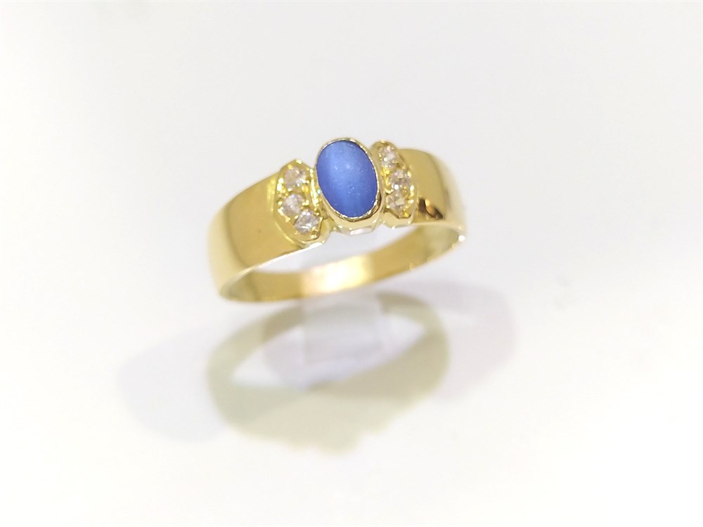 Mavi TAşlı Yüzük 14 Ayar Altın