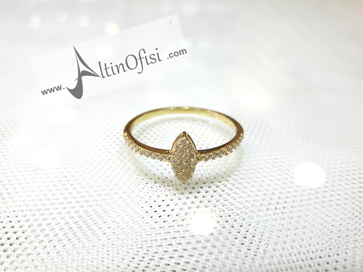 Mekik Taşlı Yüzük sarı 14 Ayar Altın