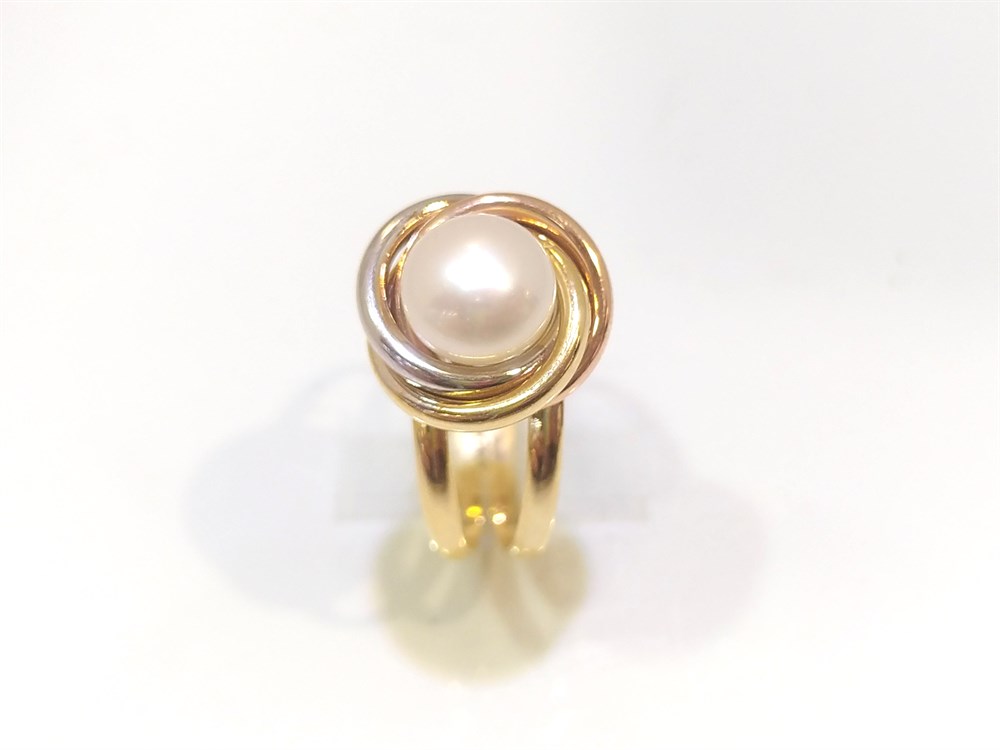 Olimpiyat İnci Yüzük 14 Ayar Altın